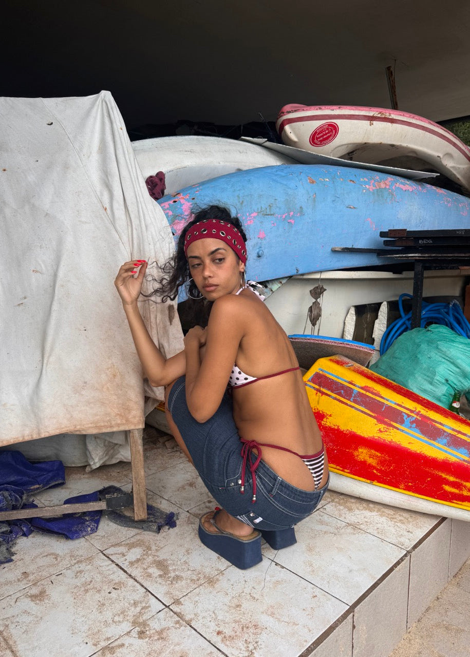 Stripe Micro Bottom // Wine & Cream