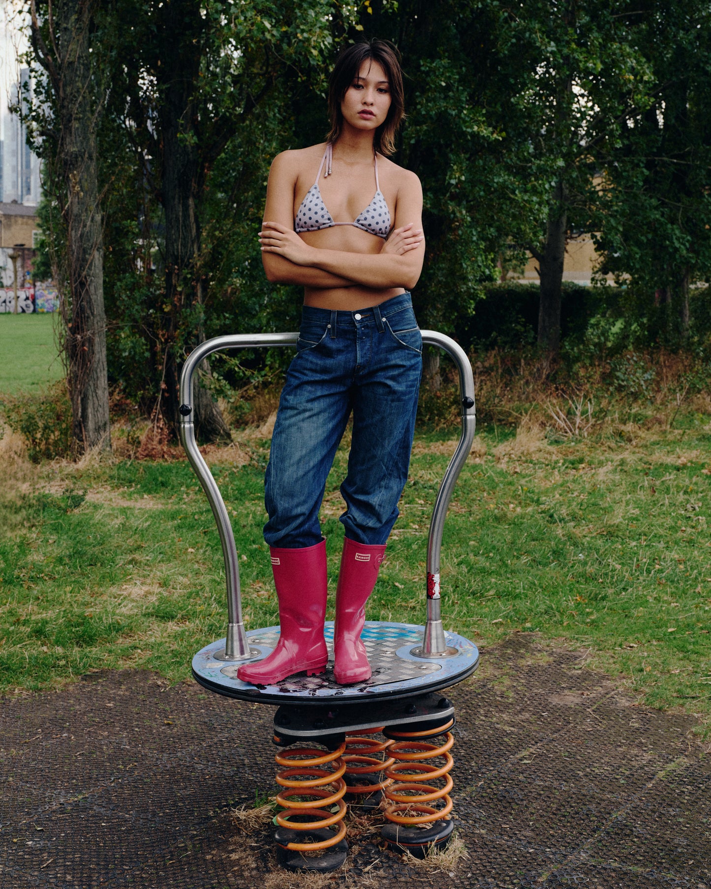 Polka Triangle Top // Mauve & Stone